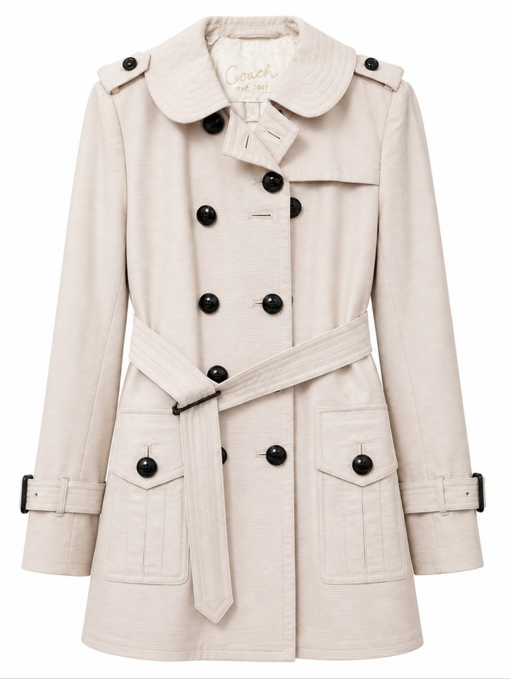 Coach Women's Light Beige Double-Breasted Trench Coat